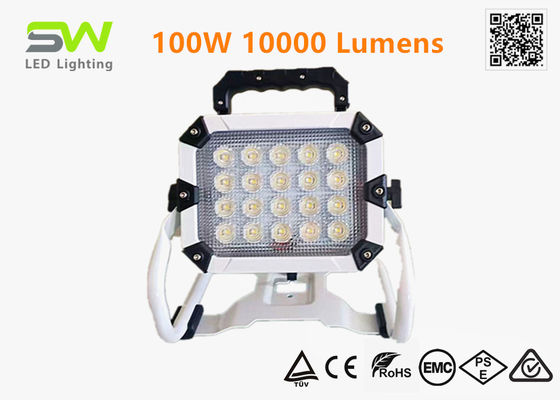 100W 10000 Lumens 18V Power Tool Baterai Dioperasikan Lampu Kerja Dengan Stand Logam